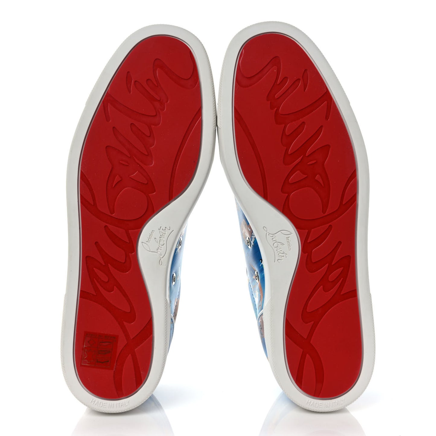 Calfskin Mens Louis Junior Spikes Orlato Flat Sneakers 42 Multicolor Bianco