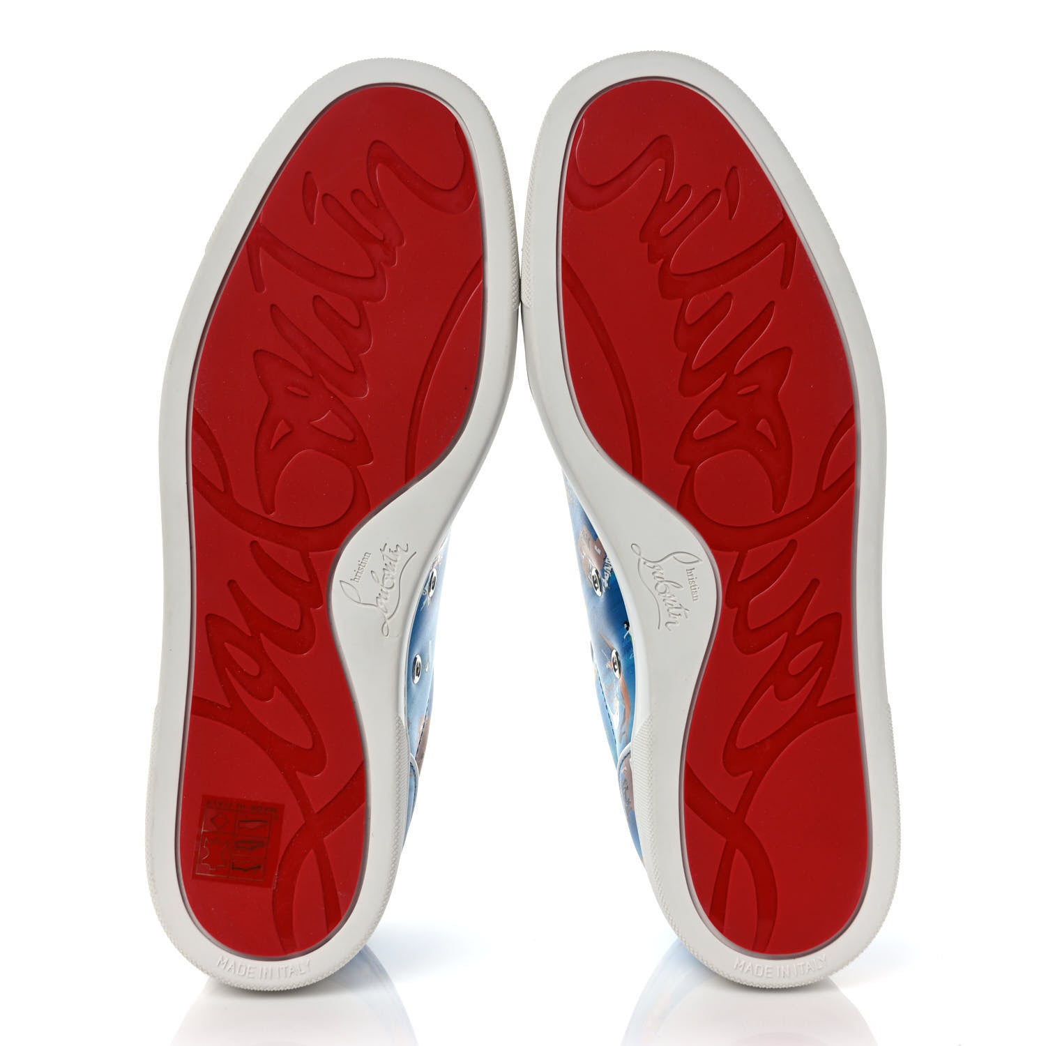 Christian Louboutin Calfskin Mens Louis Junior Spikes Orlato Flat Sneakers 42 Multicolor Bianco 5 of 7