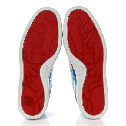 Christian Louboutin Calfskin Mens Louis Junior Spikes Orlato Flat Sneakers 42 Multicolor Bianco 5 of 7