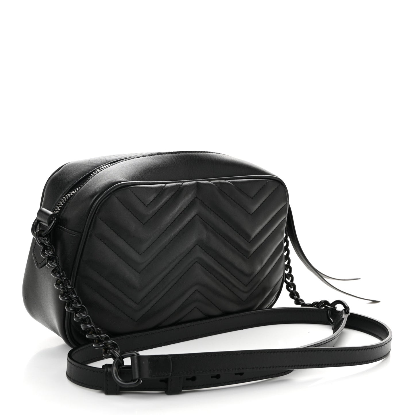 Calfskin Matelasse Monochrome Small GG Marmont Chain Shoulder Bag Black