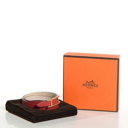Hermes Epsom Reversible Behapi Double Tour Bracelet XS Rouge Garance White 7 of 7