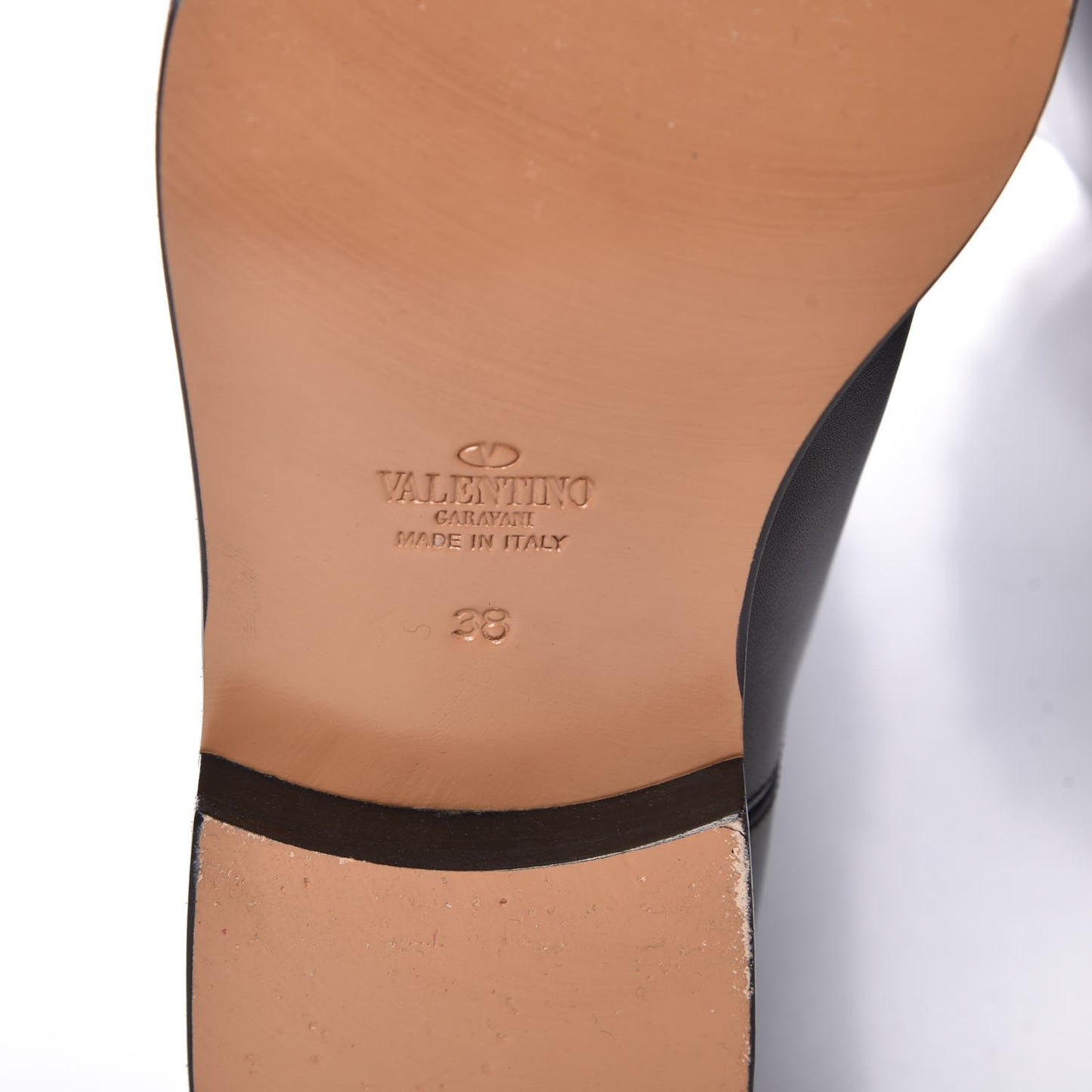 Calfskin Rockstud Knee High Flat Boots 38 Black