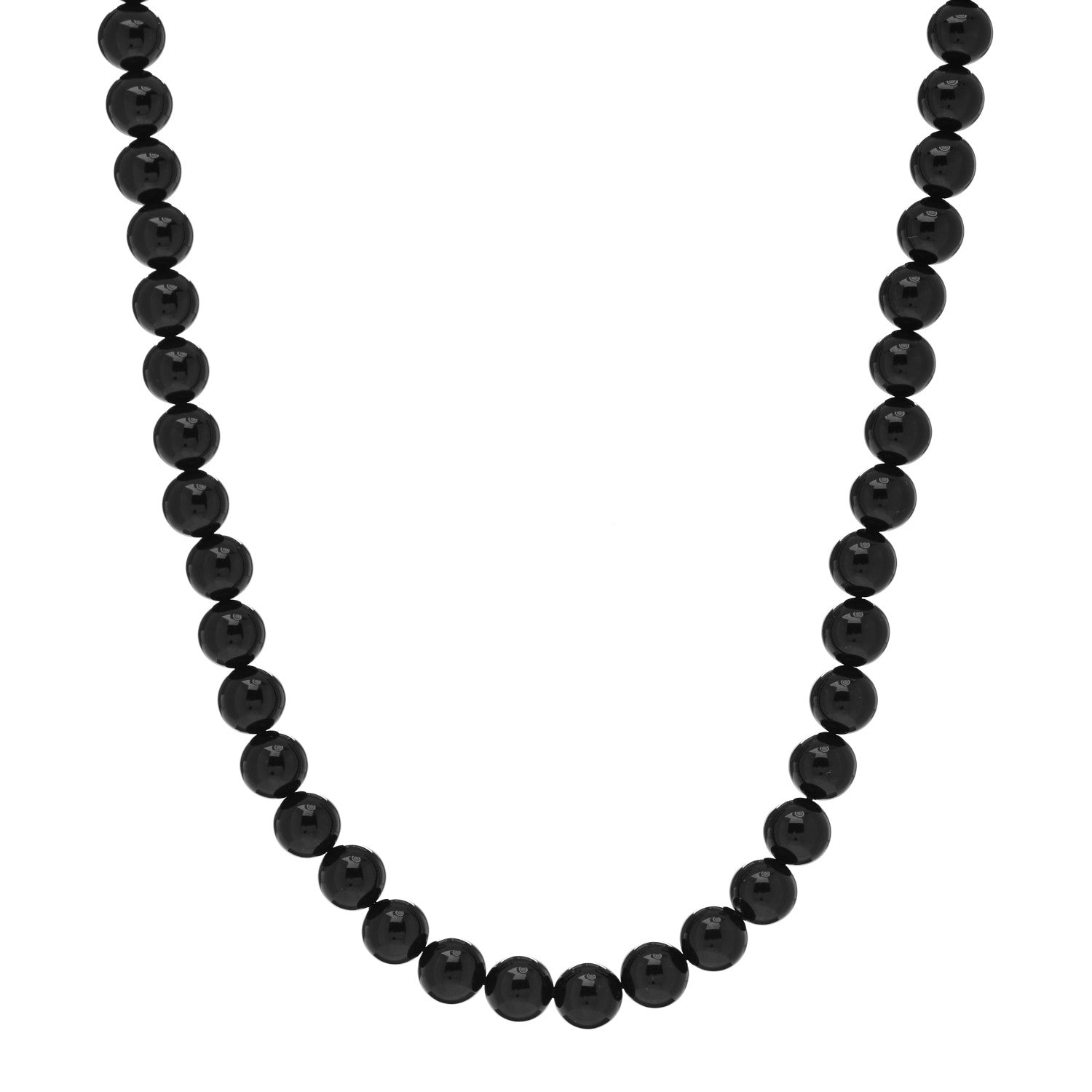 Tiffany Sterling Silver Black Onyx Bead Toggle Necklace 1 of 4