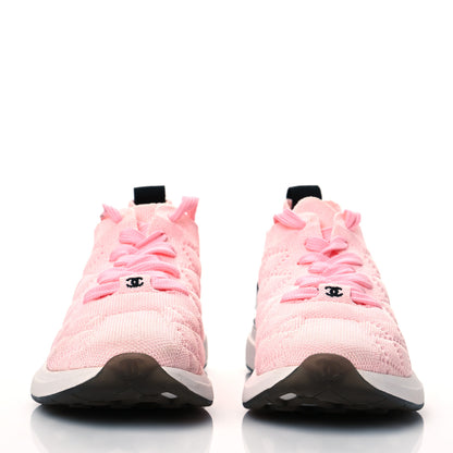 Chanel Mixed Fibers Quilted Womens CC Sneakers 37.5 Light Pink 2 of 7