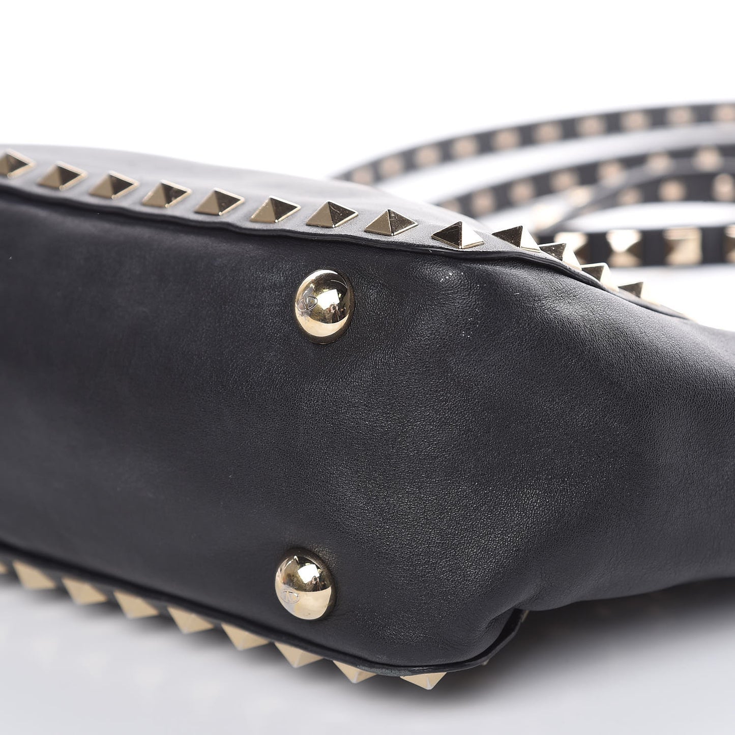 Vitello Mini Rockstud Tote Black
