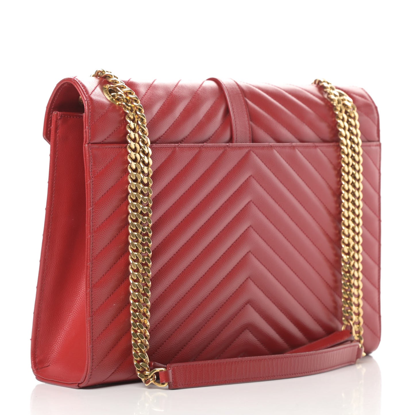 Grain De Poudre Matelasse Chevron Large Monogram Satchel Lipstick Red