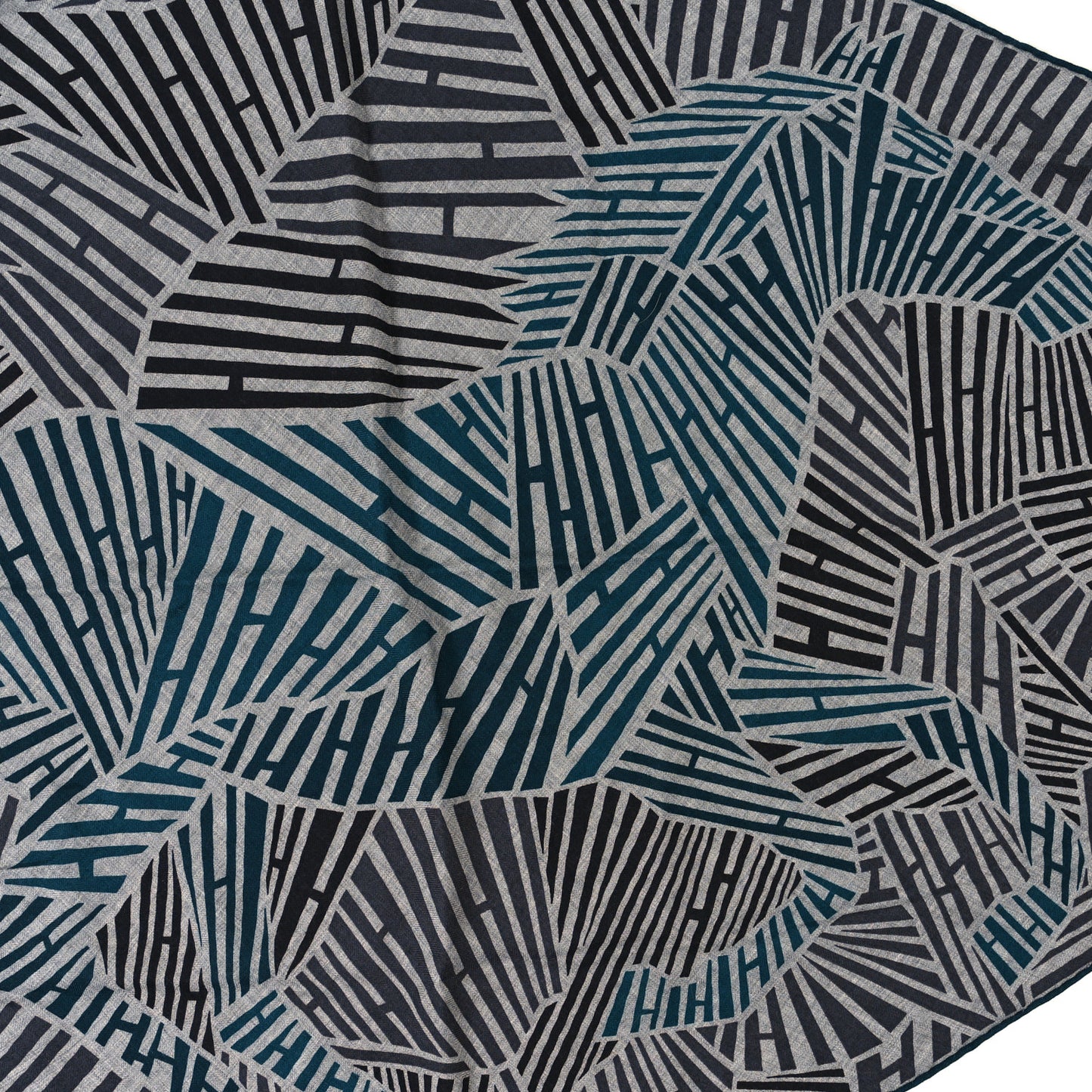 Cashmere Silk Galop'H Losange Scarf Gris Anthracite Emeraude