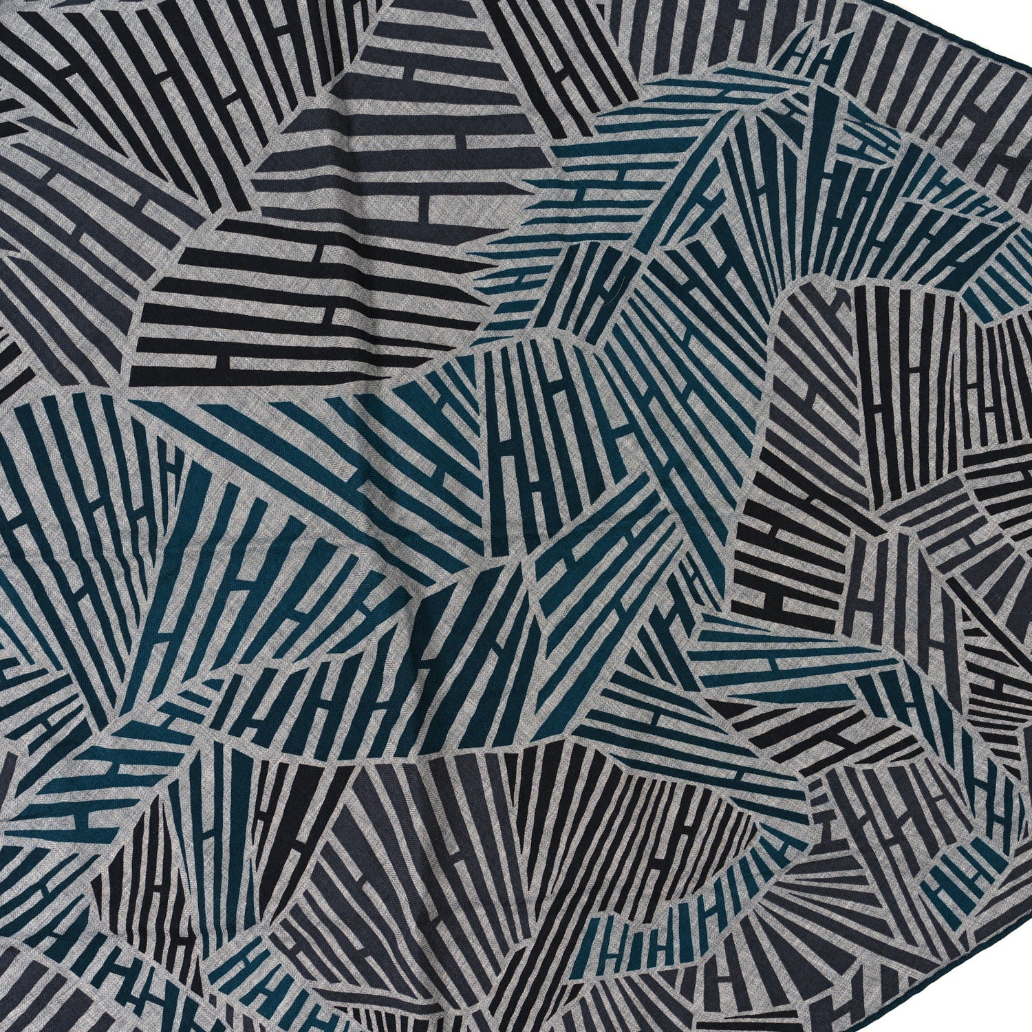 Hermes Cashmere Silk Galop'H Losange Scarf Gris Anthracite Emeraude 2 of 4