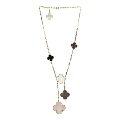 Van Cleef & Arpels 18K Yellow Gold Mother of Pearl Onyx 6 Motifs Magic Alhambra Necklace 3 of 9