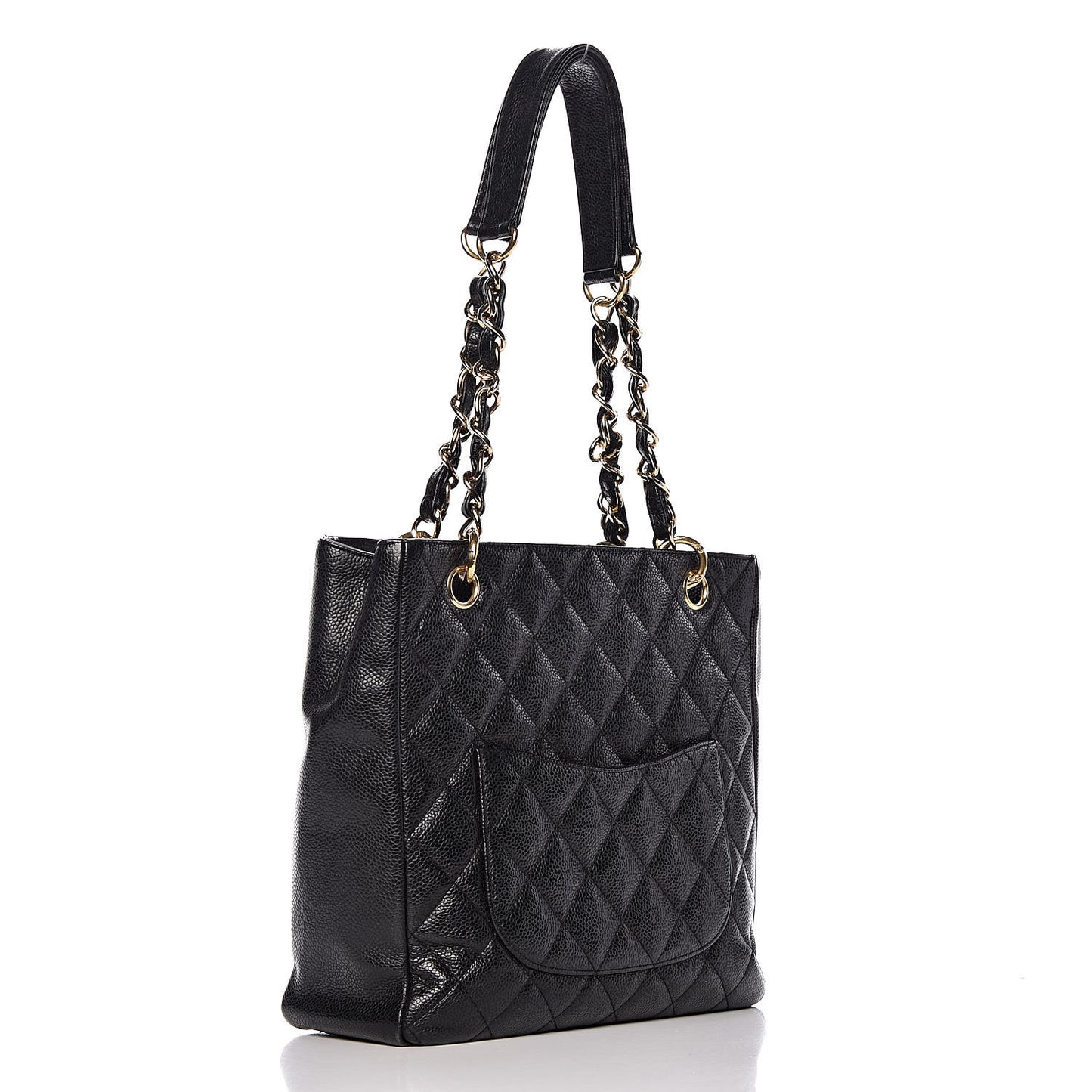 Caviar Quilted Petit Shopping Tote PST Black
