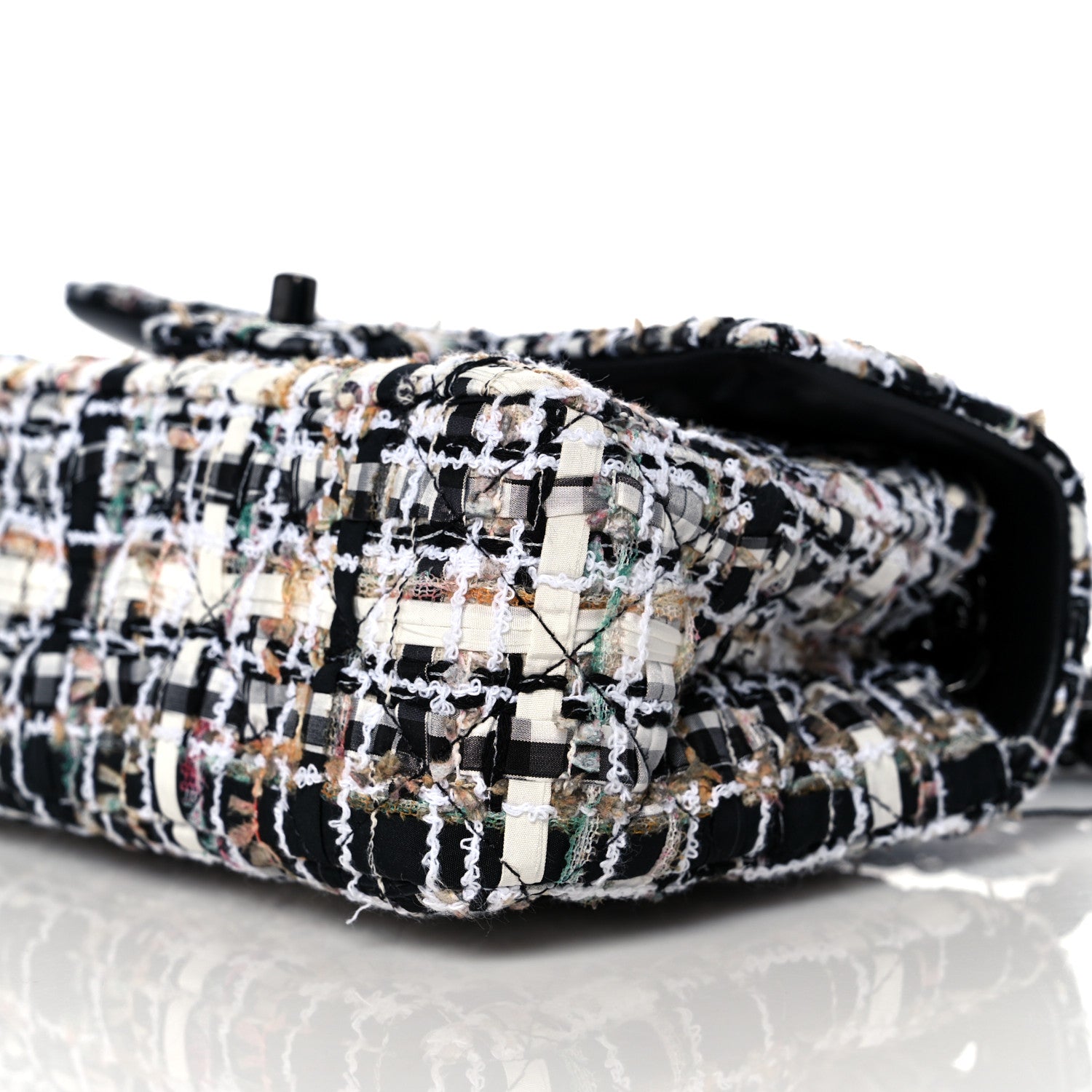 Chanel Tweed Quilted Mini Rectangular Flap White Black Multicolor 9 of 9