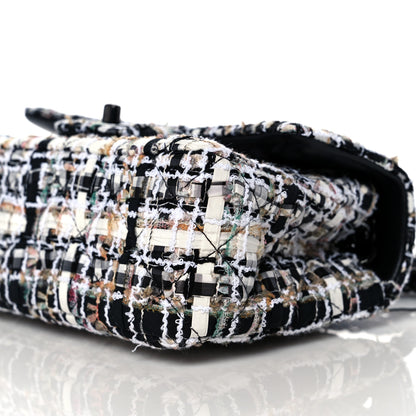 Chanel Tweed Quilted Mini Rectangular Flap White Black Multicolor 9 of 9