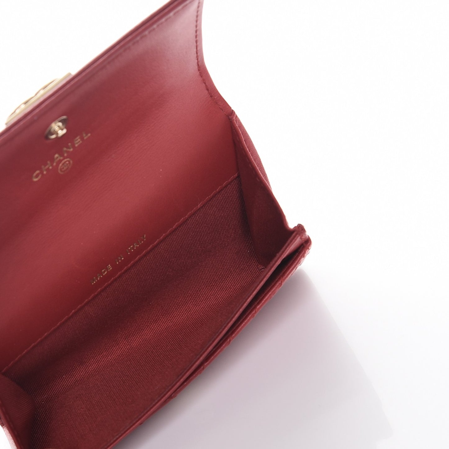 Calfskin Chevron Quilted Boy Card Holder Wallet Red