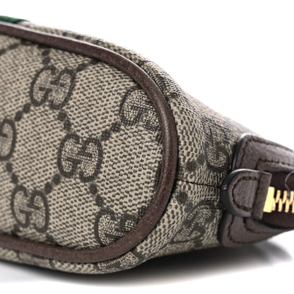 Gucci GG Supreme Monogram Textured Calfskin Web Medium Ophidia Cosmetic Case Beige Ebony New Acero 9 of 10