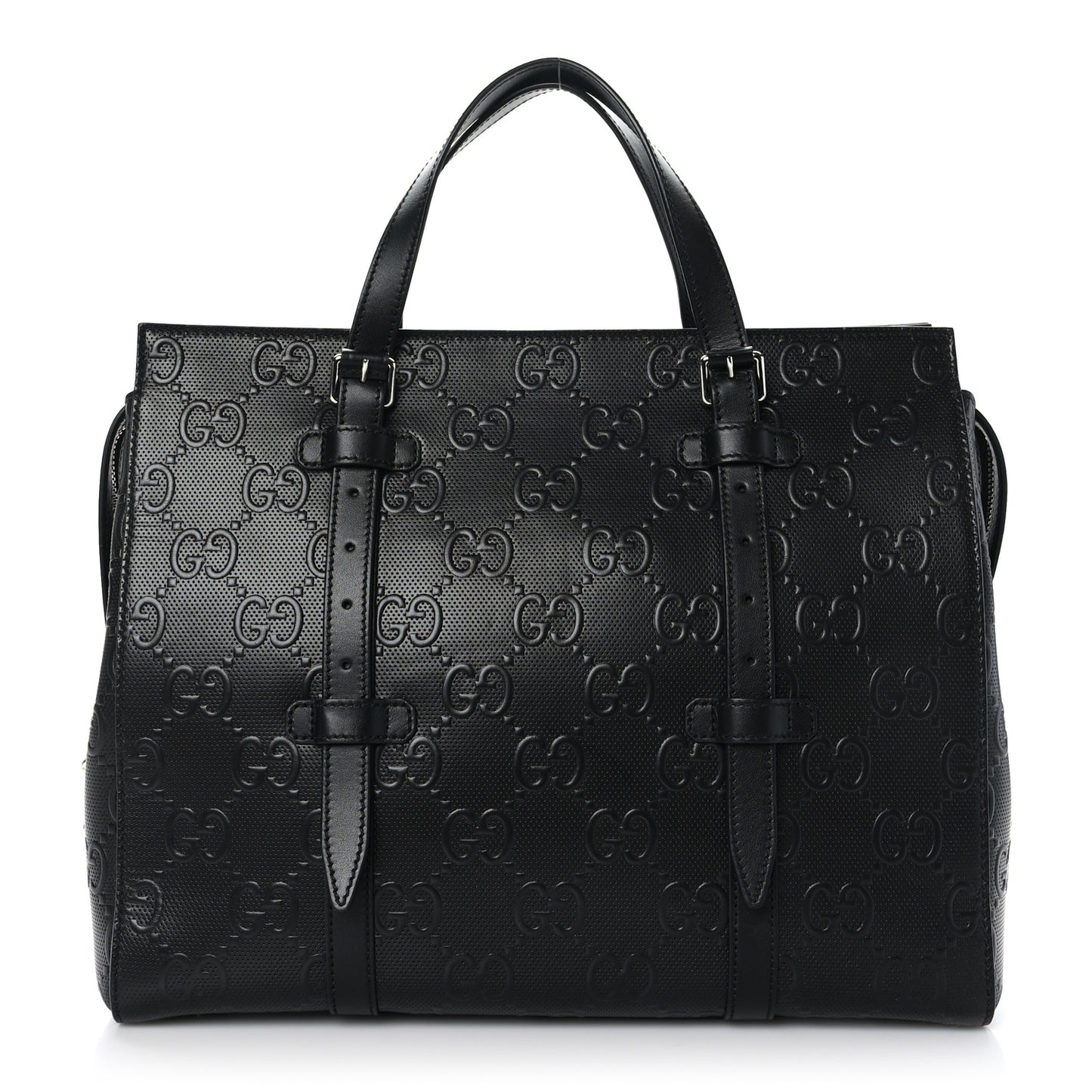 Calfskin GG Tennis Embossed Tote Bag Black