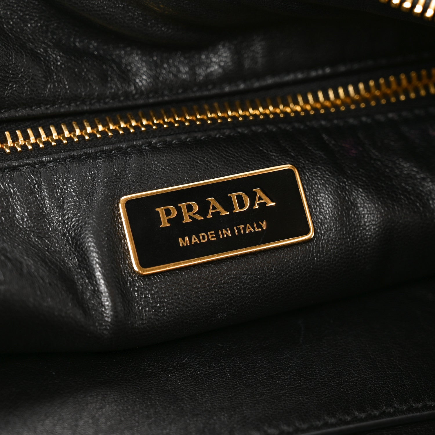 Prada Soft Calfskin Large Aimee Shoulder Bag Black 5 of 8