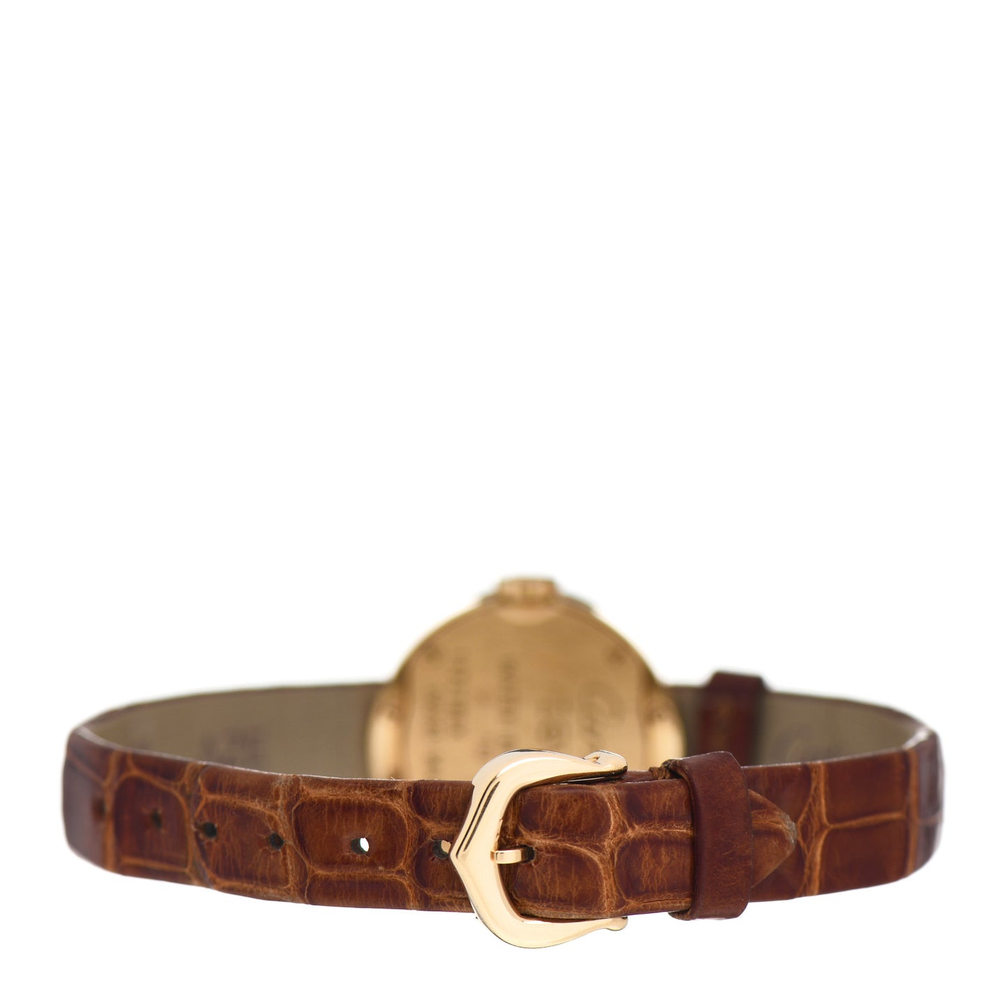 18K Yellow Gold Alligator Diamond 23mm Love Quartz Watch Brown