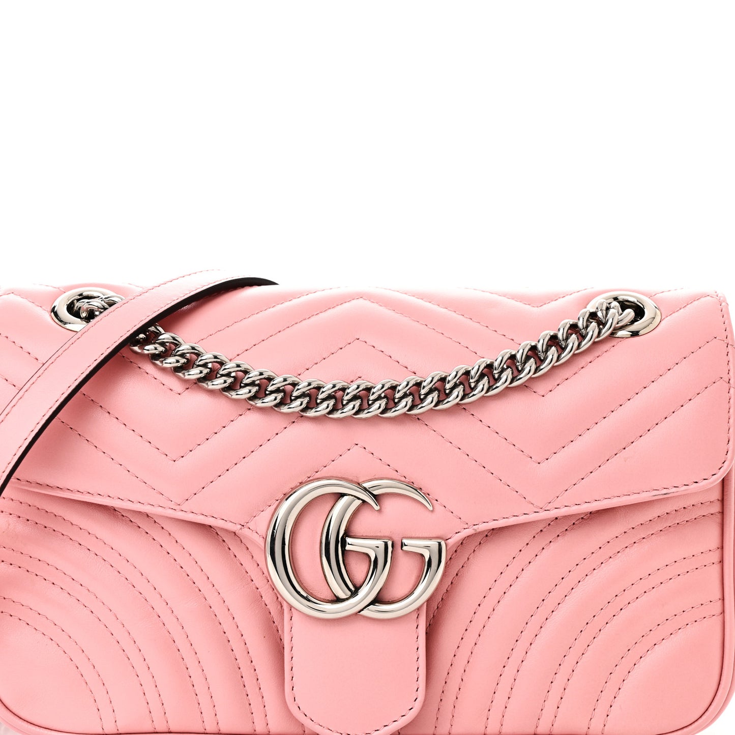 Calfskin Matelasse Small GG Marmont Shoulder Bag Wild Rose