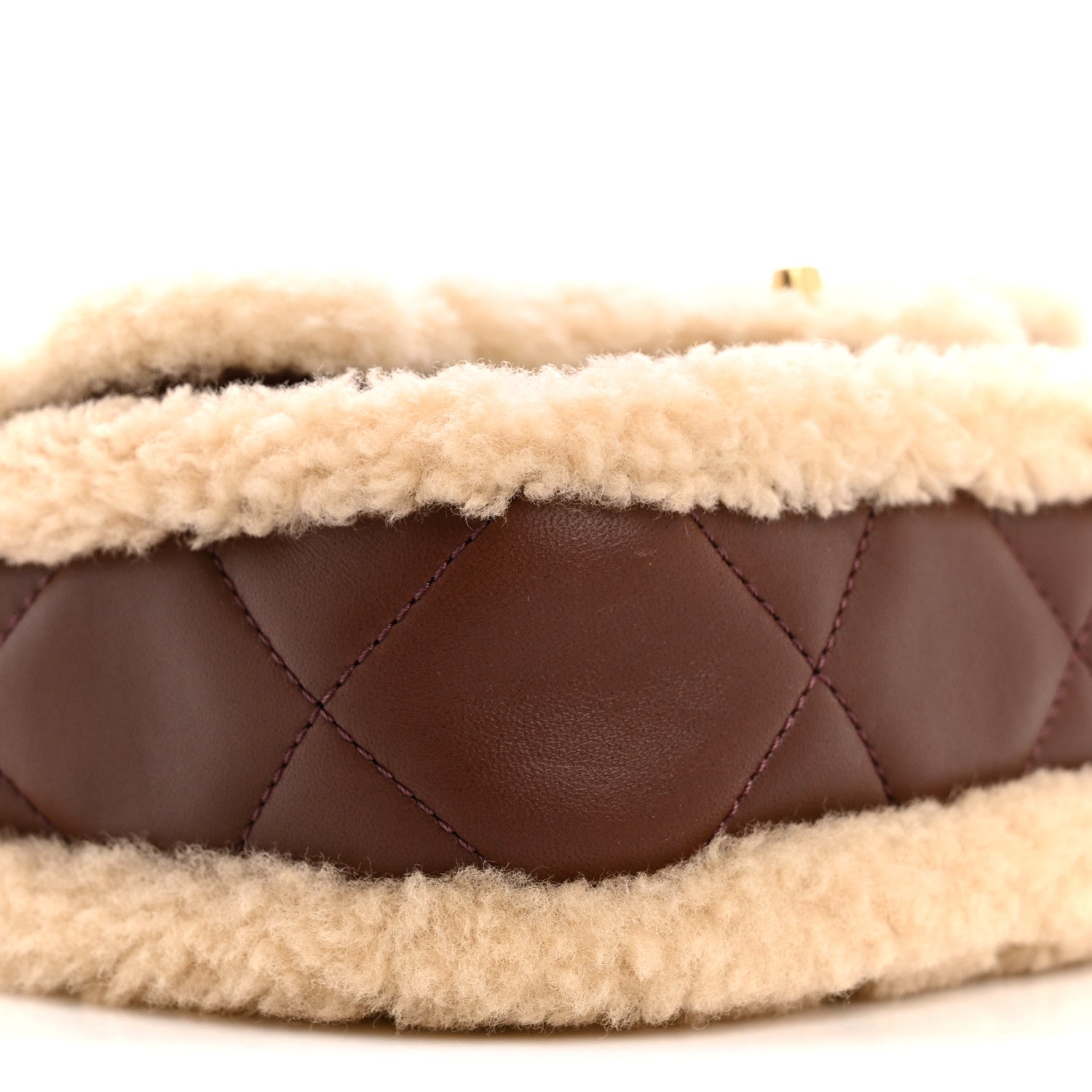 Chanel Shearling Lambskin Quilted Mini Furry Coco Flap Beige Dark Brown 9 of 10
