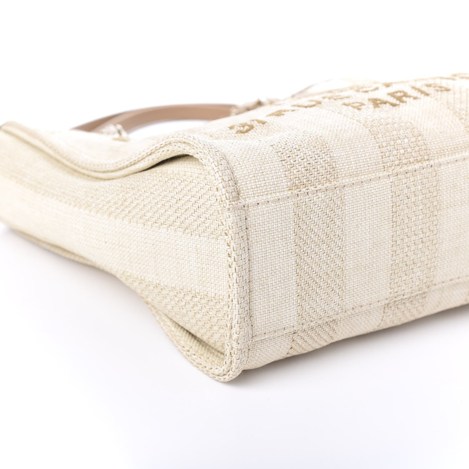 Chanel Straw Raffia Calfskin Striped Mini Deauville Tote Beige 6 of 10