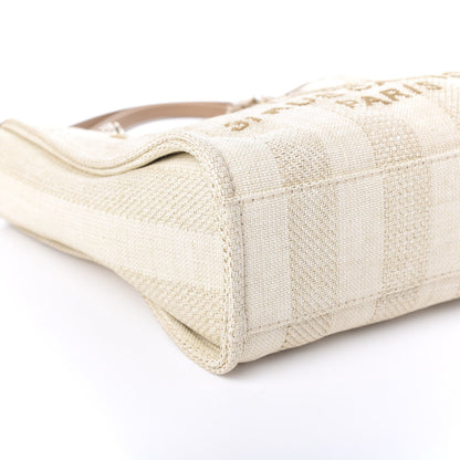 Chanel Straw Raffia Calfskin Striped Mini Deauville Tote Beige 6 of 10