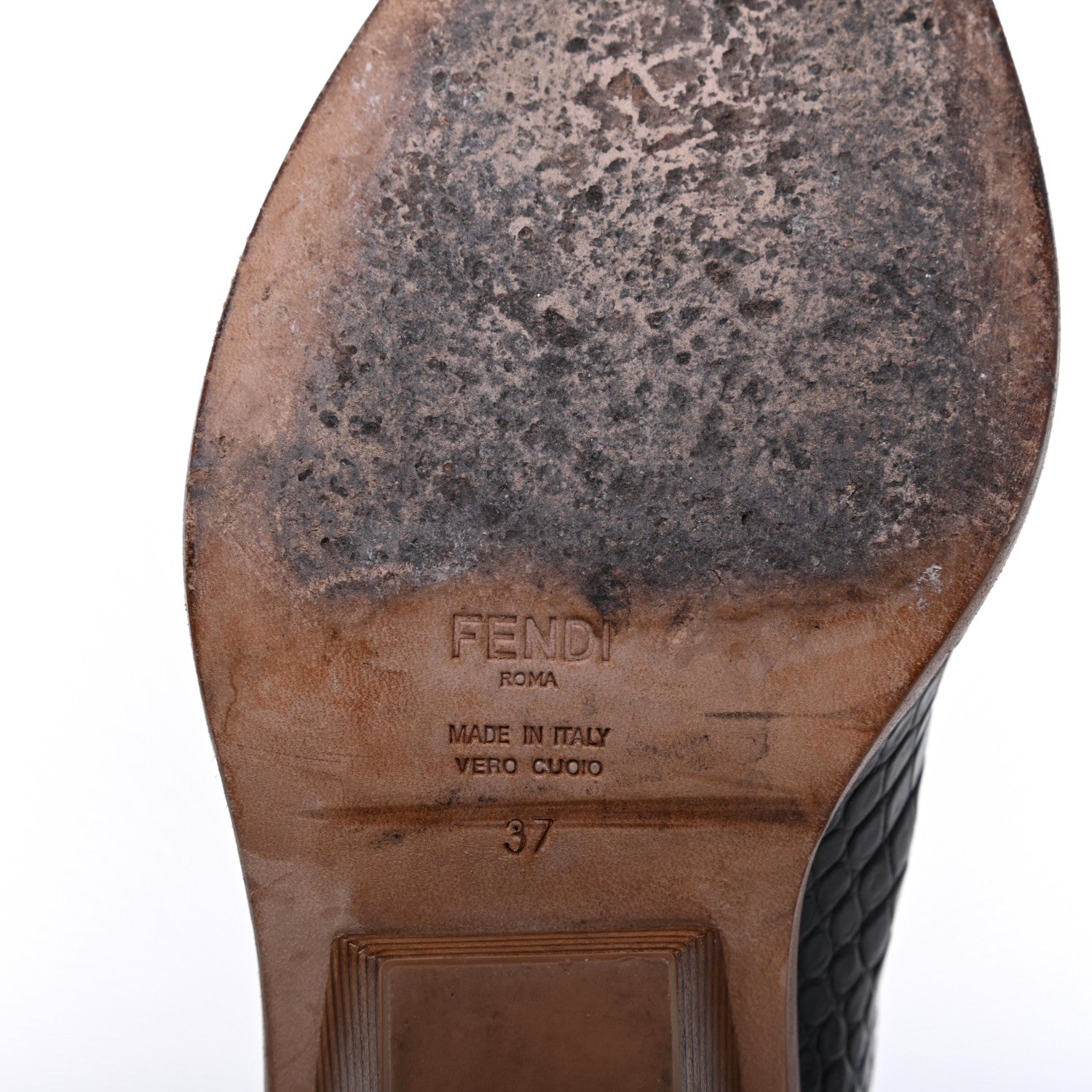 Fendi Calfskin Crocodile Embossed Cutwalk Ankle Boots 37 Black 6 of 15