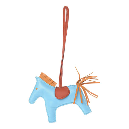 Hermes Milo Lambskin Grigri Rodeo Horse Bag Charm MM Celeste Naturel Bouton D'Or Cornaline 1 of 4
