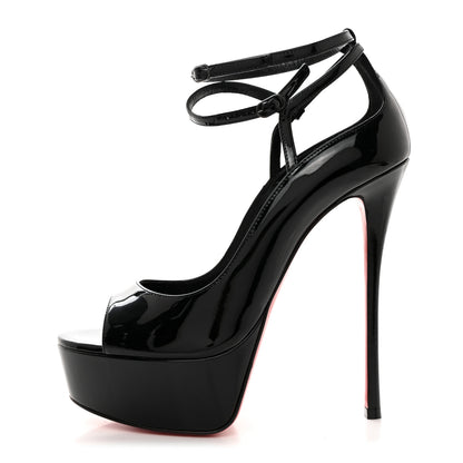 Christian Louboutin Patent Very Conclusive Alta Platform Peep Toe 150 Pumps 37 Black 1 of 7