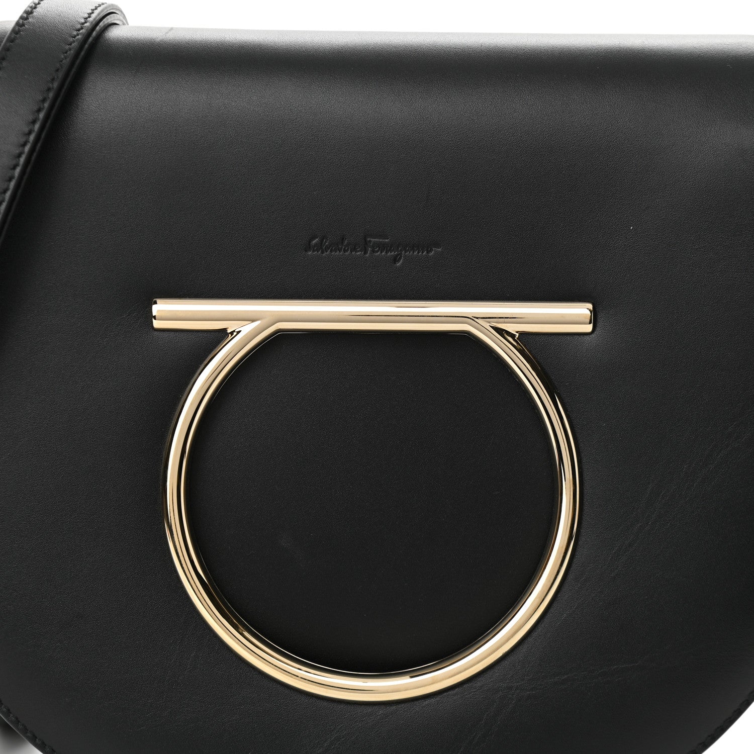 Salvatore Ferragamo Calfskin Large Vela Flap Bag Black 7 of 9