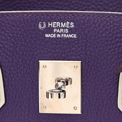 Hermes Togo Bi-Color Horseshoe Birkin 35 Iris Gris Perle 6 of 13