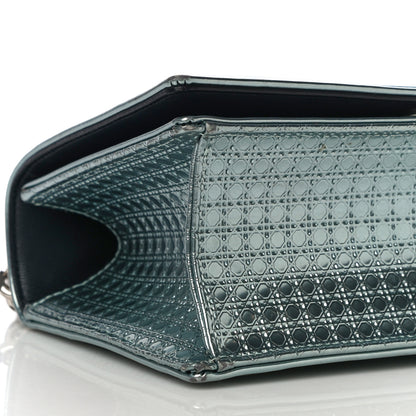 Christian Dior Metallic Patent Micro-Cannage Small Diorama Flap Bag Azur 8 of 17