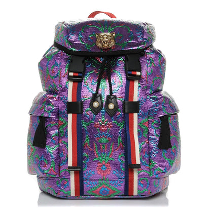 Gucci Brocade Web Small Double Buckle Backpack Multicolor 1 of 7