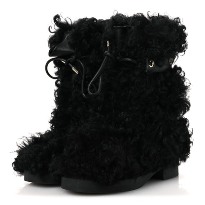 Chanel Shearling Sheepskin High Boots 37.5 Black 4 of 11