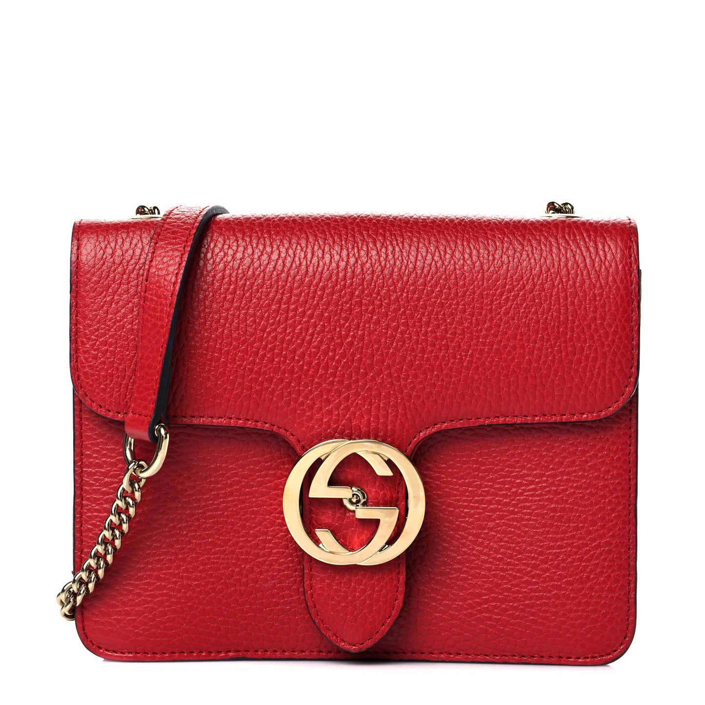 Dollar Calfskin Small Interlocking G Shoulder Bag Red