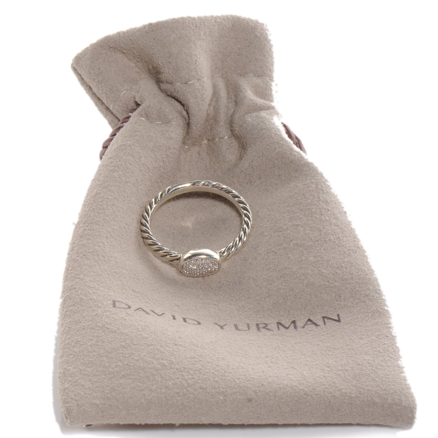 Sterling Silver Pave Diamond Oval Ring