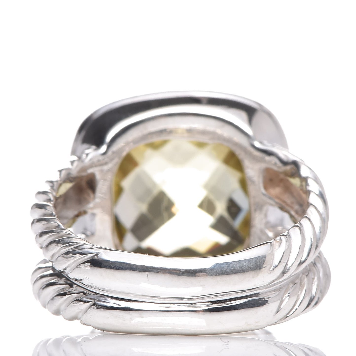 Sterling Silver Diamond Lemon Quartz 11mm Albion Ring 51 5.75