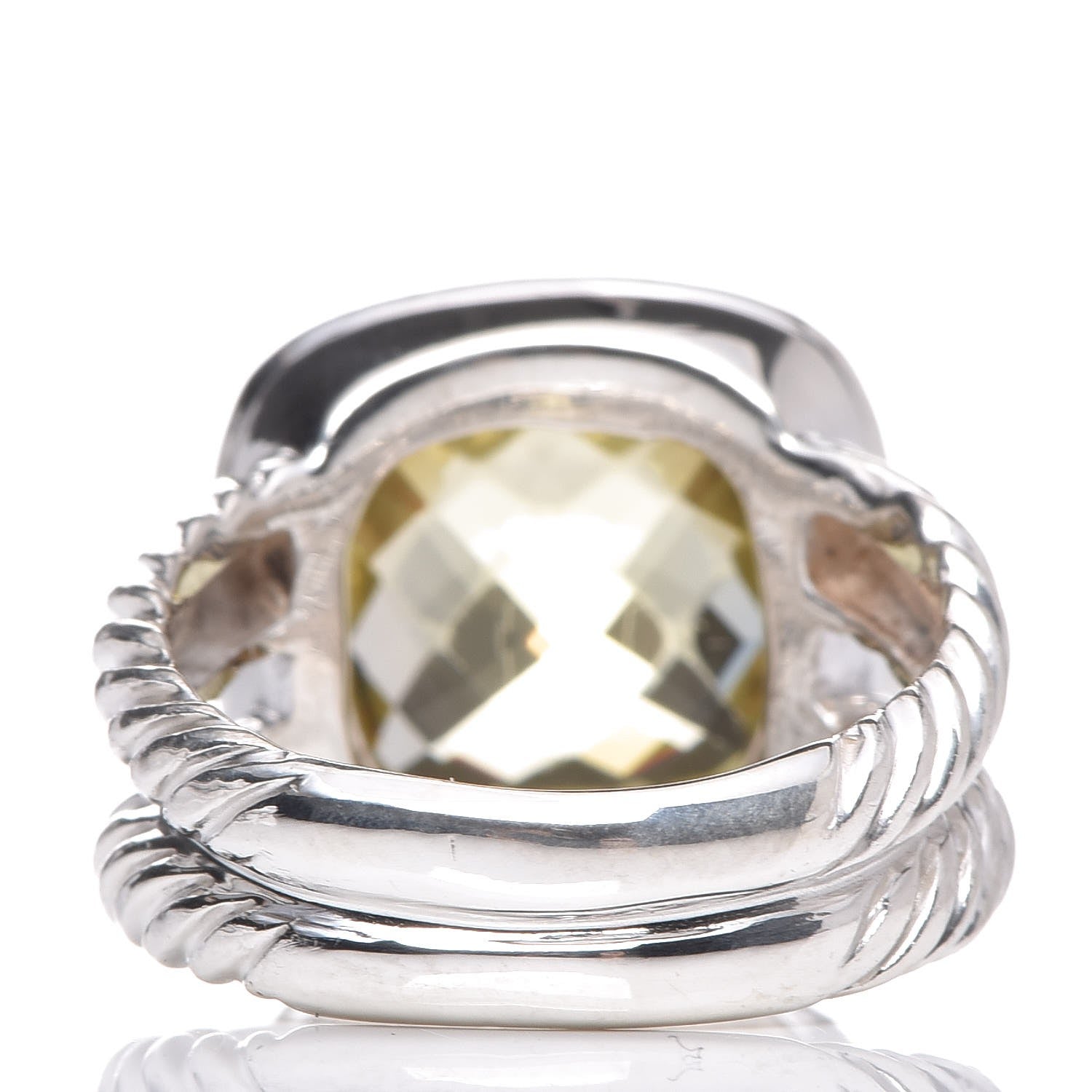 David Yurman Sterling Silver Diamond Lemon Quartz 11mm Albion Ring 51 5.75 4 of 5