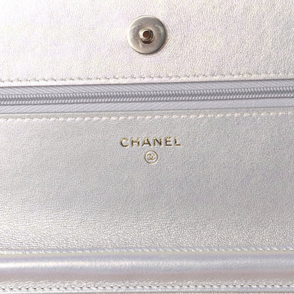 Chanel Iridescent Lambskin Quilted Wallet On Chain WOC Ivory 8 of 12