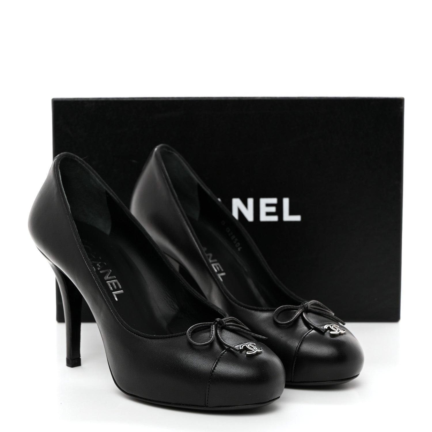 Chanel Lambskin Cap Toe CC Pumps 37 Black 9 of 9