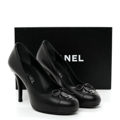Chanel Lambskin Cap Toe CC Pumps 37 Black 9 of 9