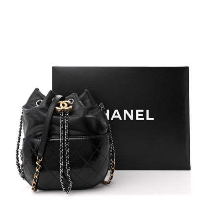 Chanel Patent Goatskin Quilted Small Gabrielle Bucket Black 11 of 11