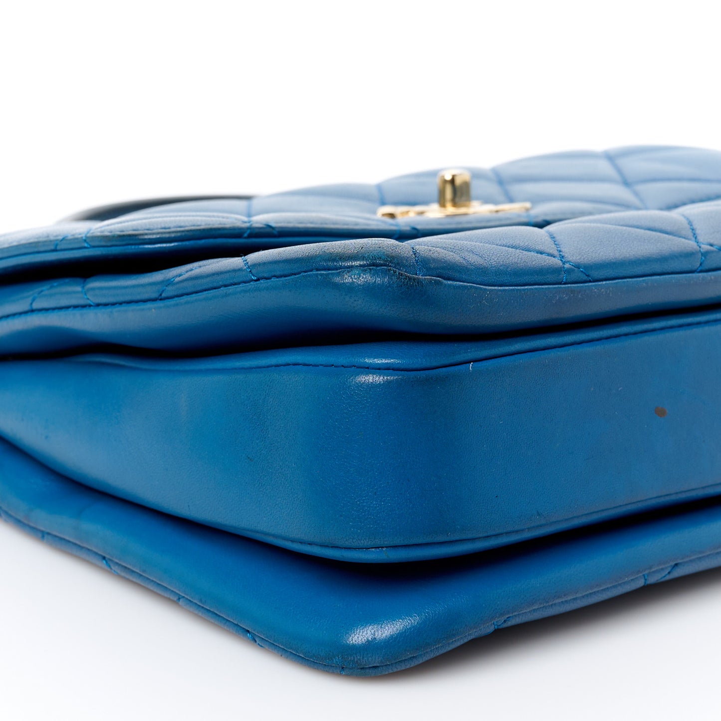Lambskin Quilted Small Trendy CC Flap Dual Handle Bag Blue
