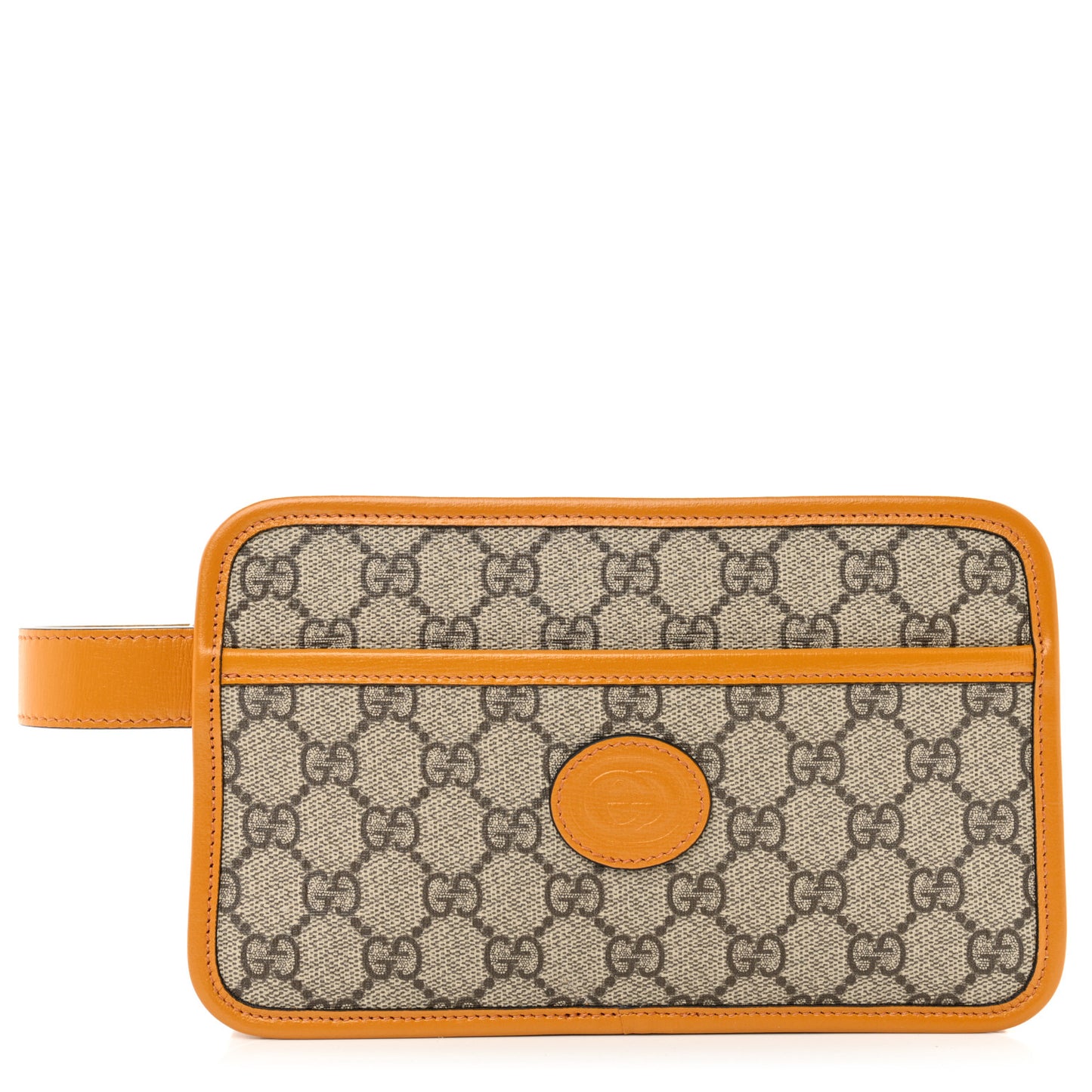 GG Supreme Monogram Textured Calfskin Retro Interlocking G Travel Pouch Beige Yellow