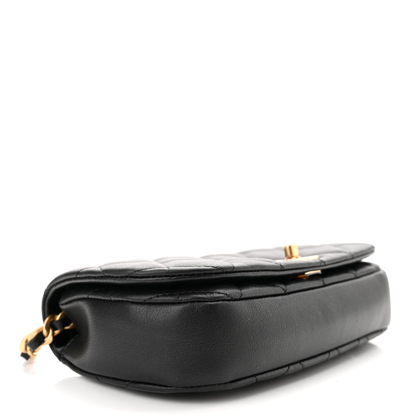 Calfskin Quilted Coco Mail Clutch With Chain Black