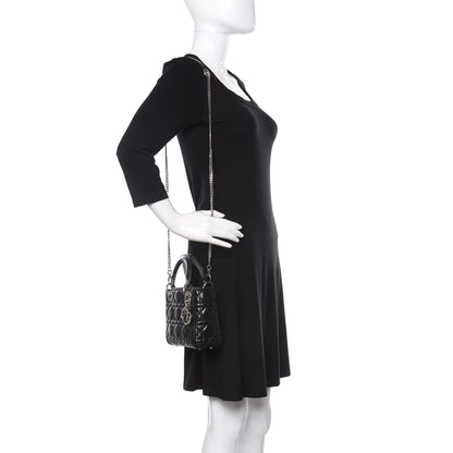 Christian Dior Lambskin Cannage Mini Lady Dior Black 2 of 9