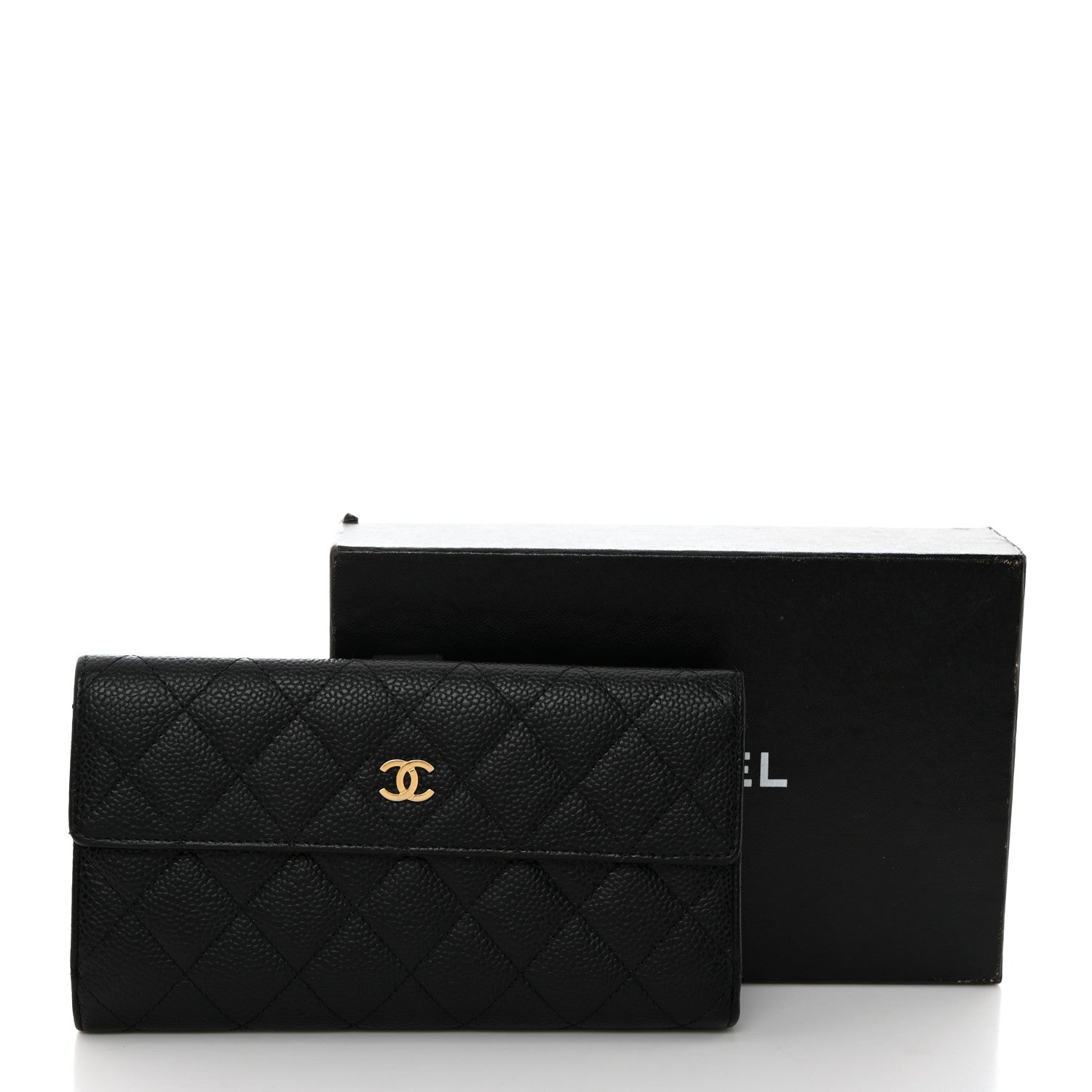 Chanel Caviar Quilted Long Flap Wallet Black 10 of 10