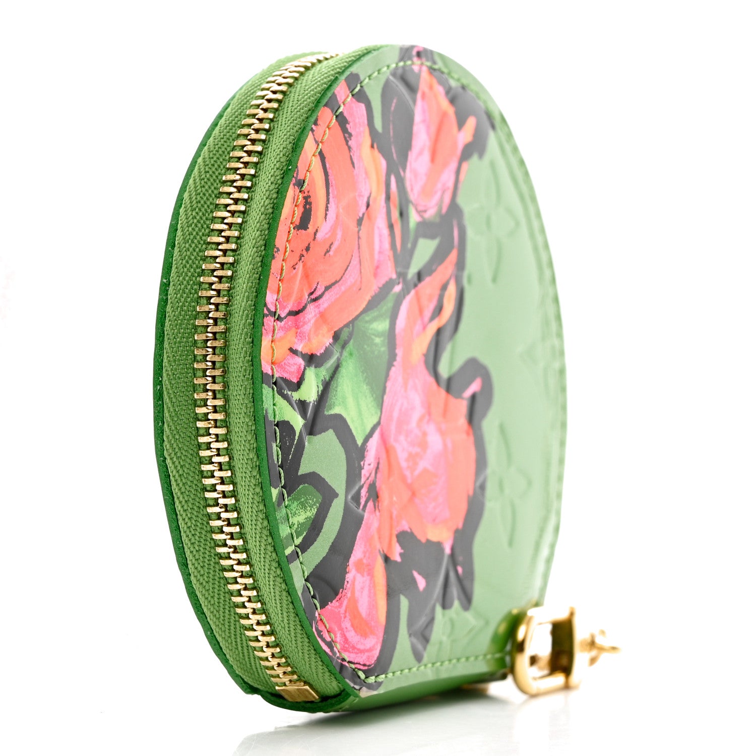 Louis Vuitton Vernis Roses Chapeau Coin Purse Vert Tonic 3 of 9