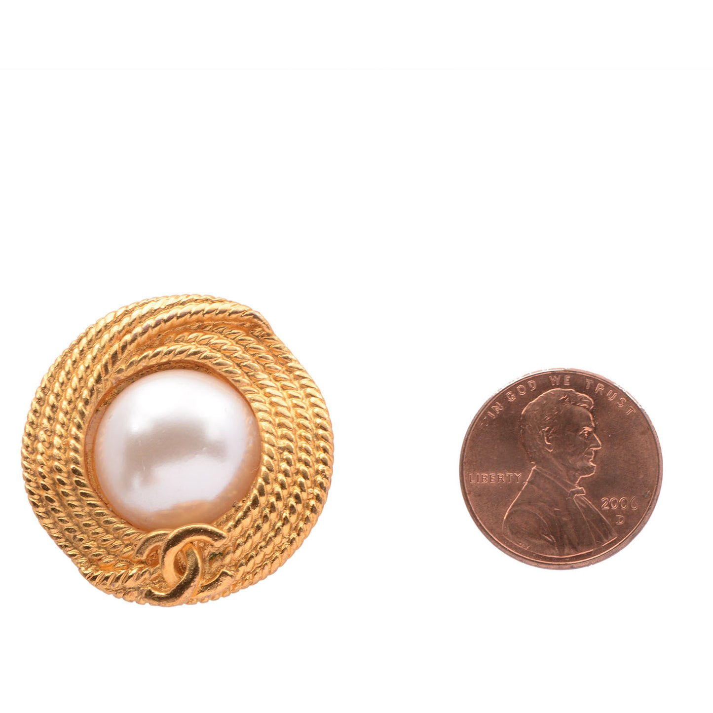 Pearl CC Clip On Earrings Gold