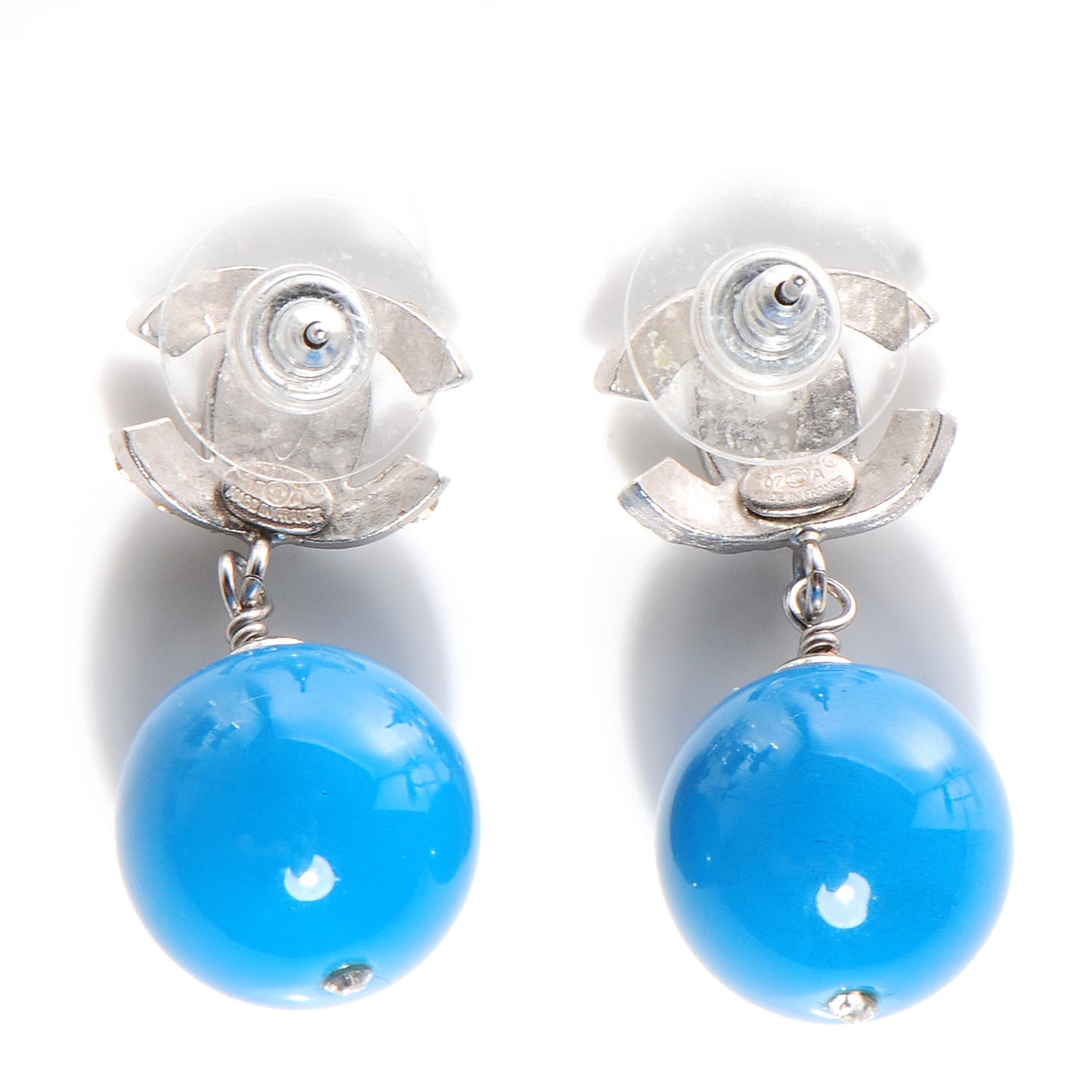 Crystal CC Turquoise Drop Earrings Silver