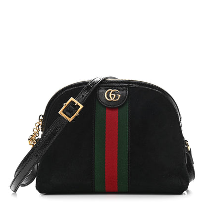 Gucci Suede Patent Web GG Small Ophidia Dome Shoulder Bag Black 1 of 10